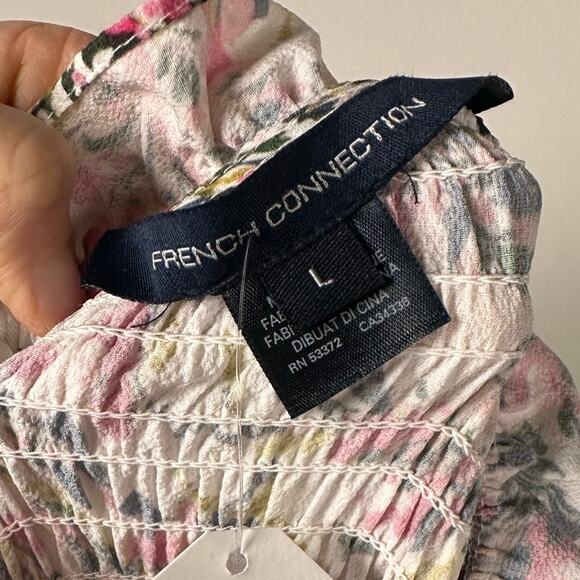 NWT French Connection Verona Floral Ruffle Sleeve Smocked Dress Women's Large - Picture 9 of 9